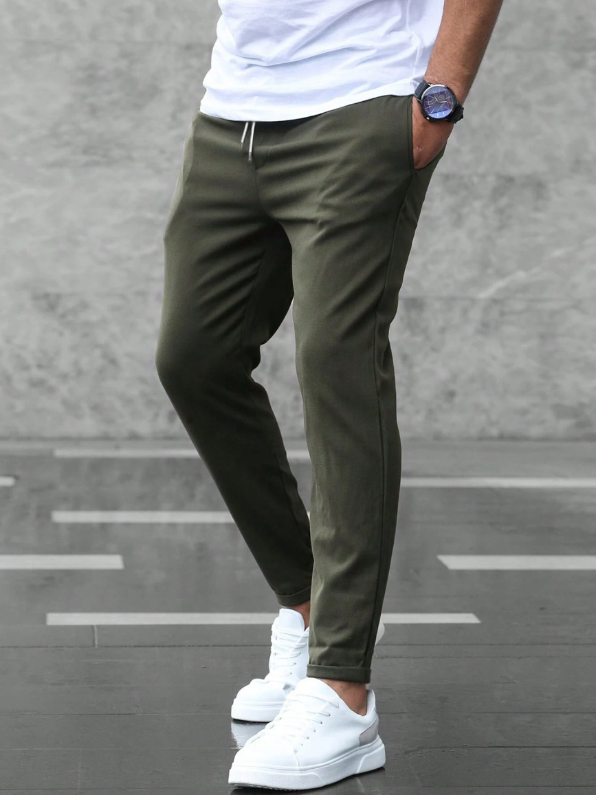 Gonzalo | Pantaloni Chino Slim Fit da Uomo con Vita Elastica e Cordino