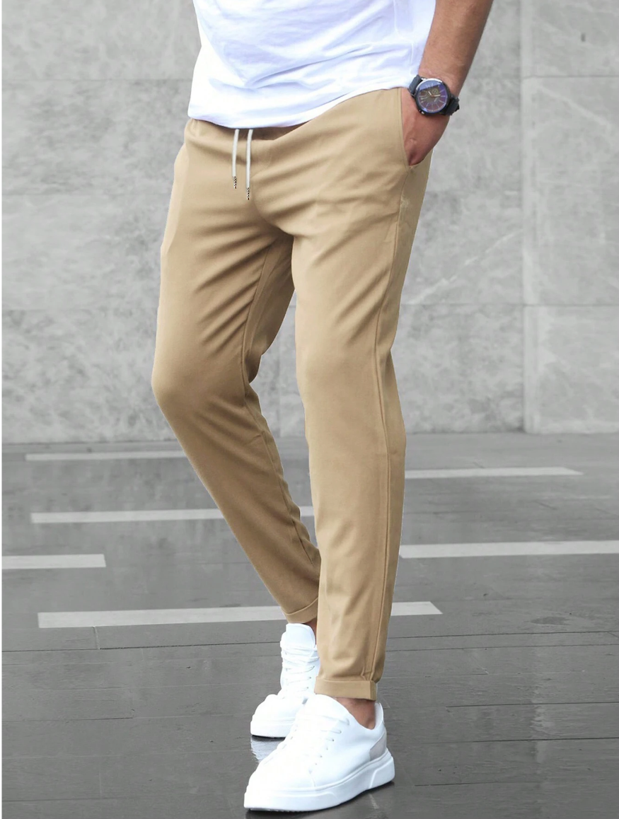 Gonzalo | Pantaloni Chino Slim Fit da Uomo con Vita Elastica e Cordino