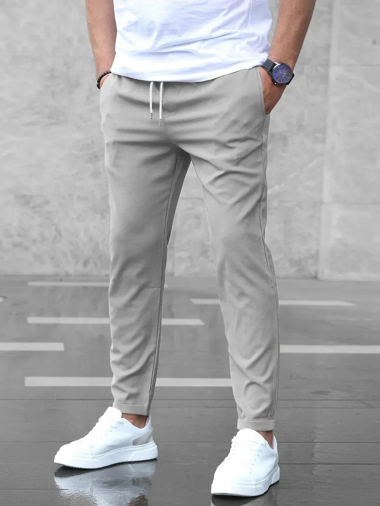 Gonzalo | Pantaloni Chino Slim Fit da Uomo con Vita Elastica e Cordino