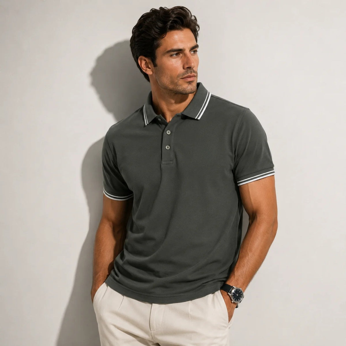 Iker | Polo in cotone a maniche corte da uomo con collo a contrasto