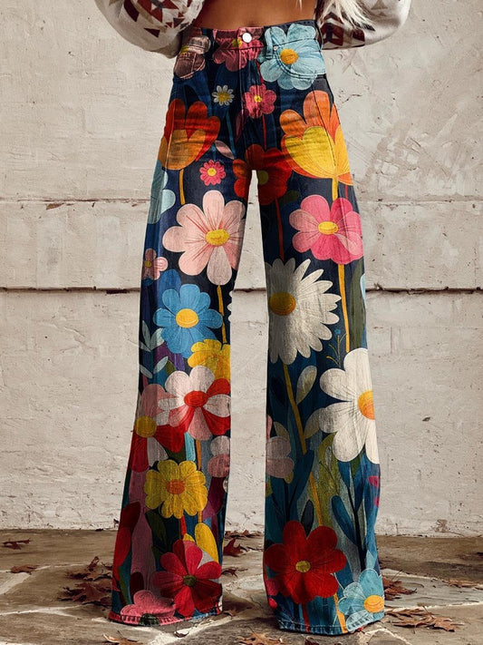 Murane - Pantaloni larghi con stampa floreale