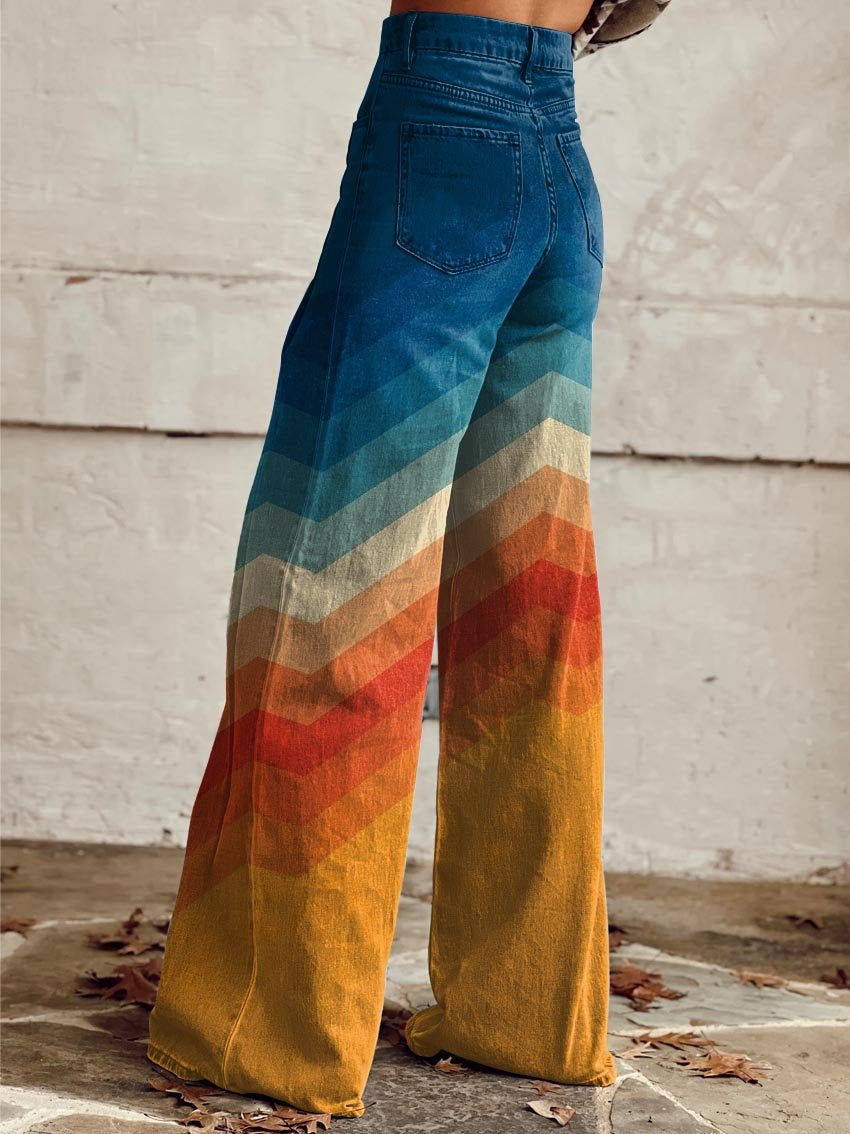 Meria - Pantaloni retrò eleganti con motivo zigzag