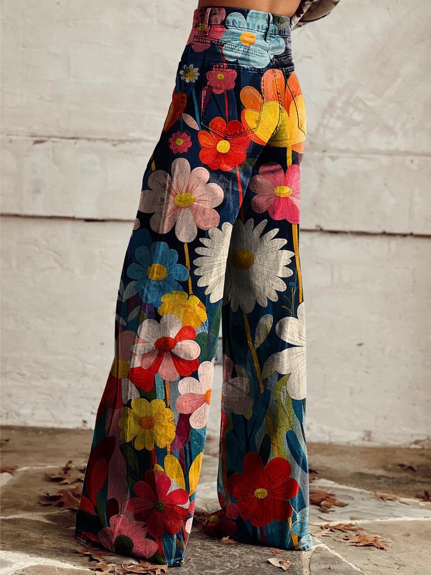 Murane - Pantaloni larghi con stampa floreale