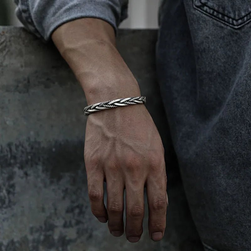 Filippo - Bracciale Rigido Intrecciato in Lega Metallica