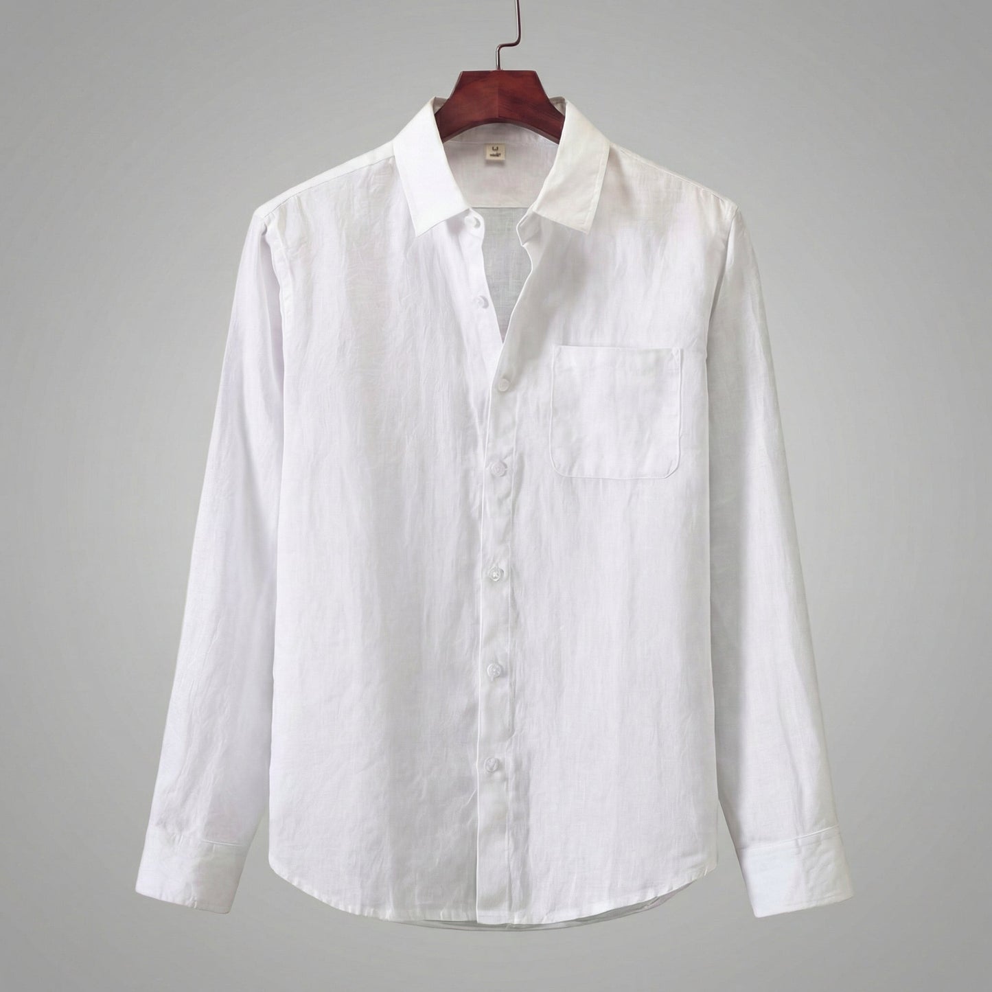 Mikel | Camicia di lino a maniche lunghe da uomo con tasca sul petto