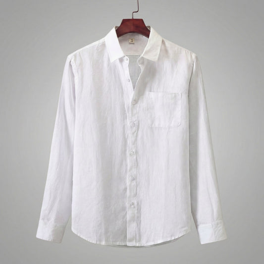 Mikel | Camicia di lino a maniche lunghe da uomo con tasca sul petto
