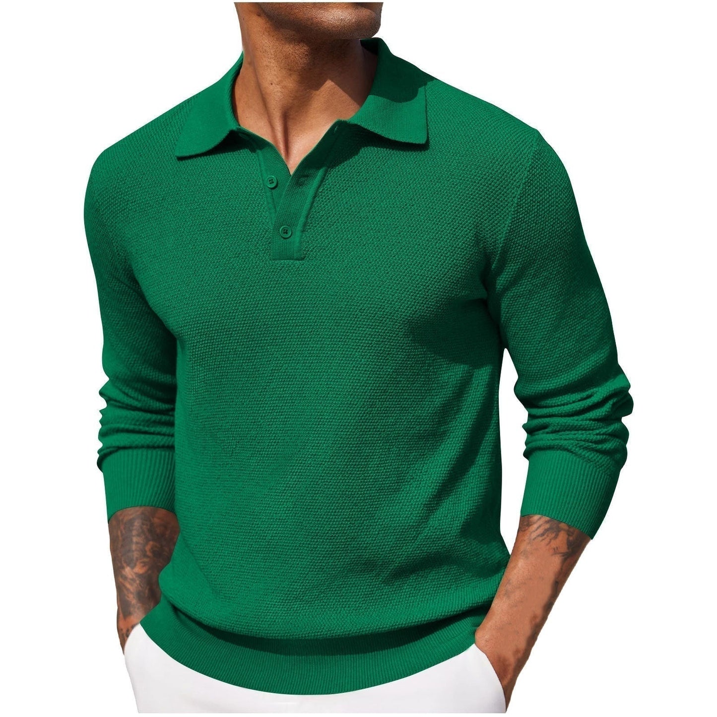 Mikel | Polo da uomo a maniche lunghe punto texturizzato