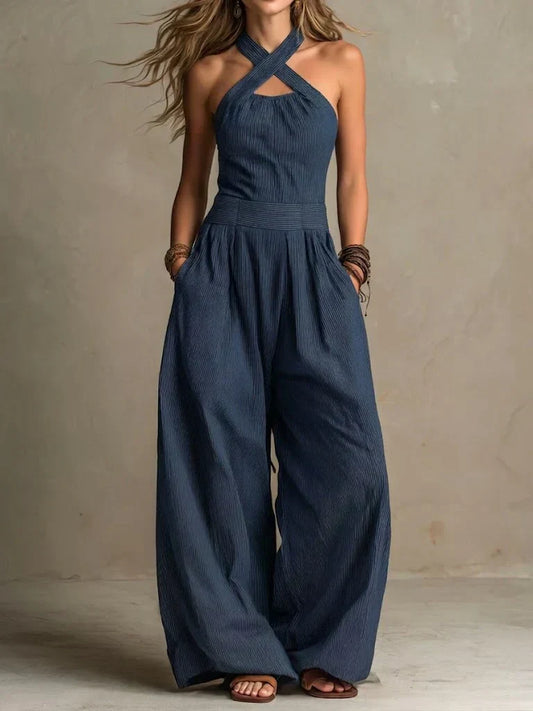 Nuria - Tuta elegante con scollo incrociato