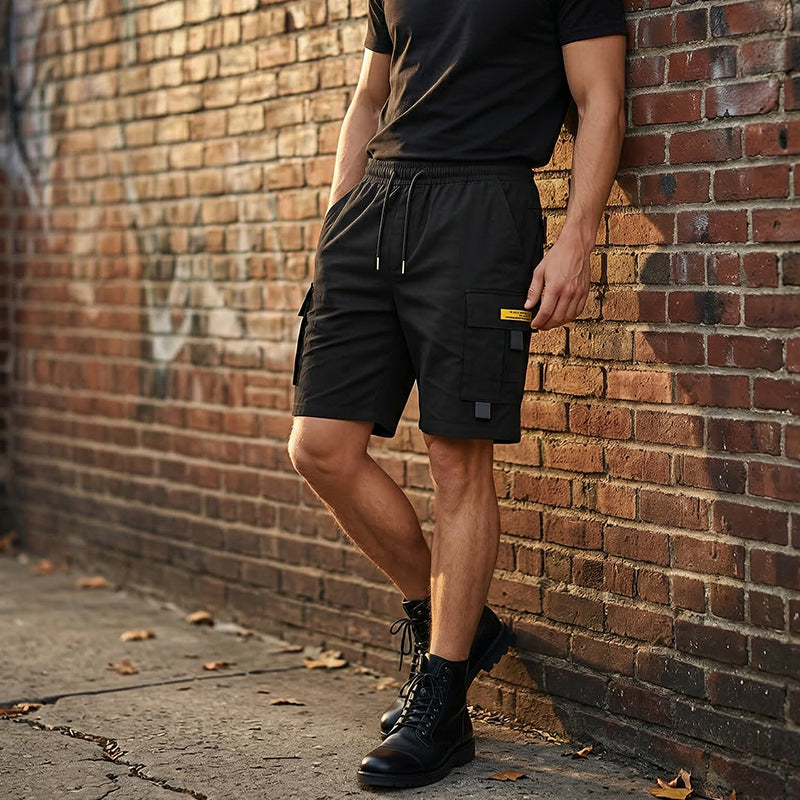 Matias -Shorts cargo casual per uomo con cordino – tasche multifunzionali pratiche, cuciture rinforzate e taglio largo