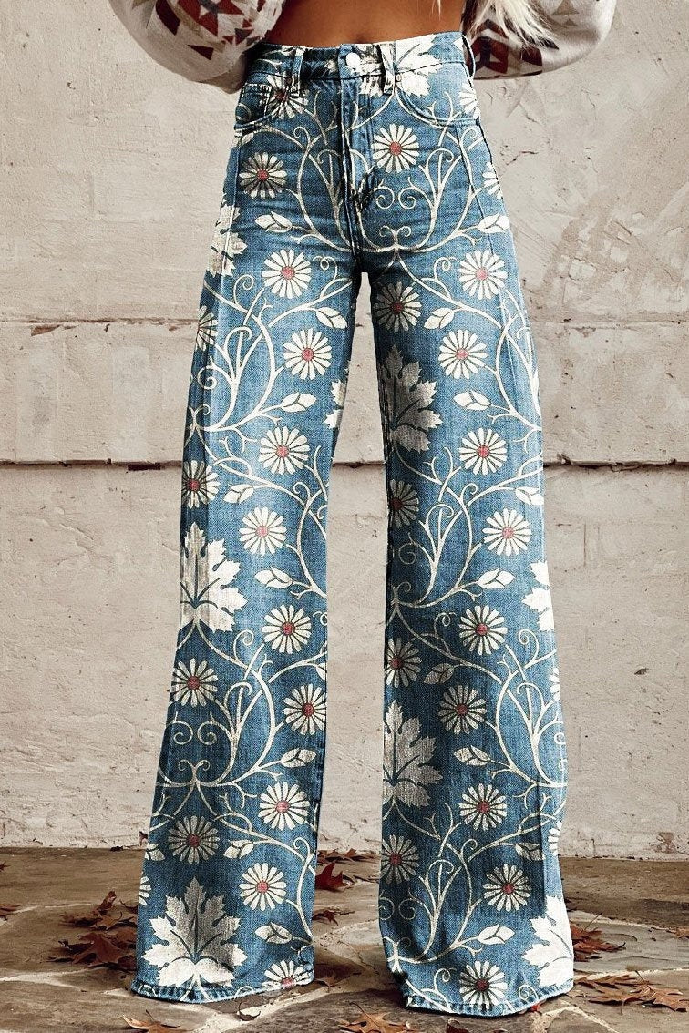Vega | Pantaloni a campana con stampa floreale, donna, vita alta