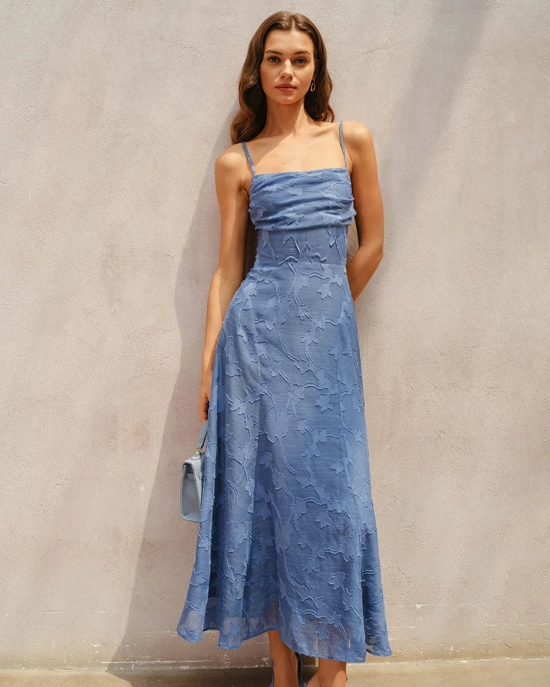 Aitana - Vestito lungo con stampa floreale a forma di croce